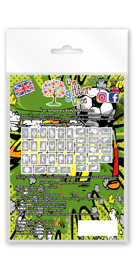 Boys mix mega glitter tattoo stencil refill pack