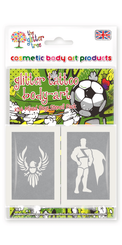 Boys mix mega glitter tattoo stencil refill pack