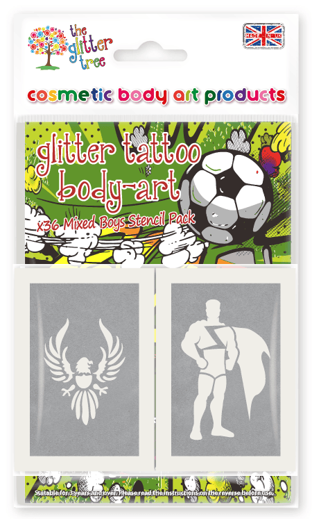 Boys mix mega glitter tattoo stencil refill pack