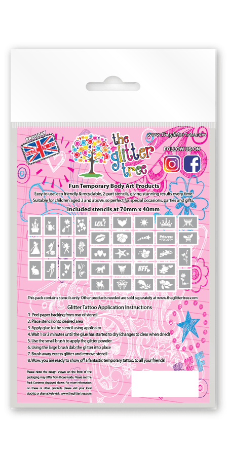 Girls Mix Mega Glitter Tattoo Stencil Refill Pack!