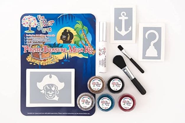 Pirate Themed Glitter Tattoo Kit - Fantastic value 36 stencil party pack.