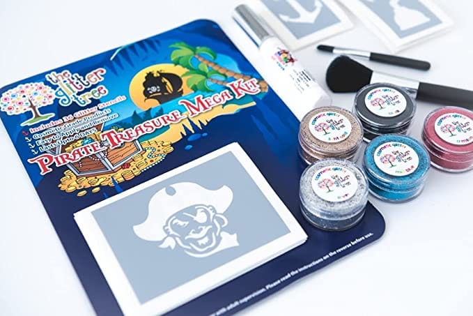 Pirate Themed Glitter Tattoo Kit - Fantastic value 36 stencil party pack.