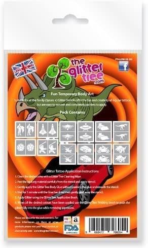 Junior Boys themed glitter tattoo stencils.