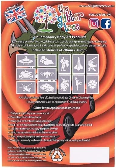 Junior Boys mini glitter tattoo kit.