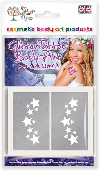 Girls themed glitter tattoo stencils.