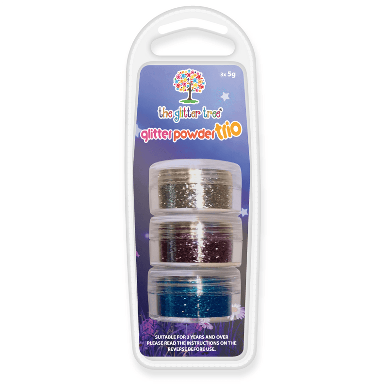 Silver - Purple - Blue - 3 x 5g Cosmetic Glitter Trio