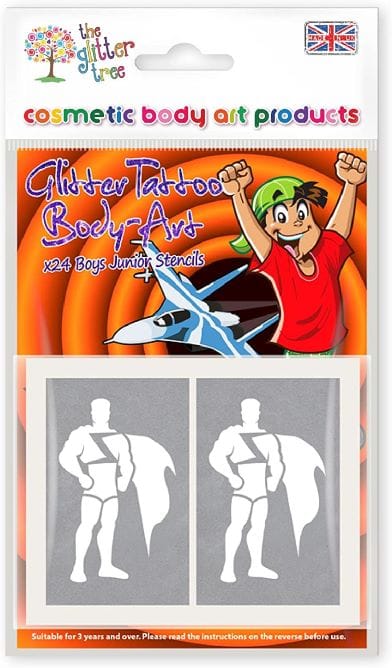 Junior Boys themed glitter tattoo stencils.