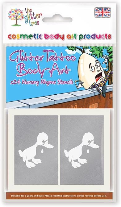 Nursery Rhyme themed glitter tattoo stencils.