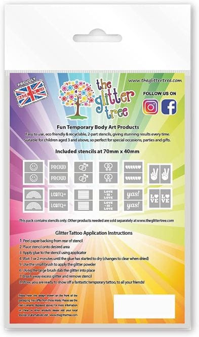 Pride themed glitter tattoo stencils.