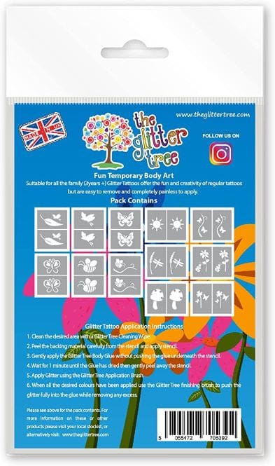 Bugs & Bees themed glitter tattoo stencils.