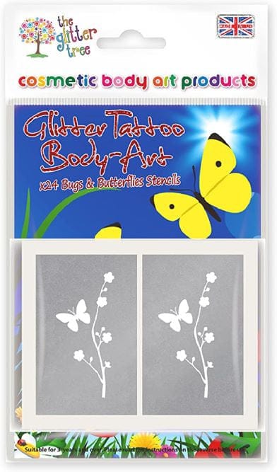 Bugs & Butterflies themed glitter tattoo stencils.