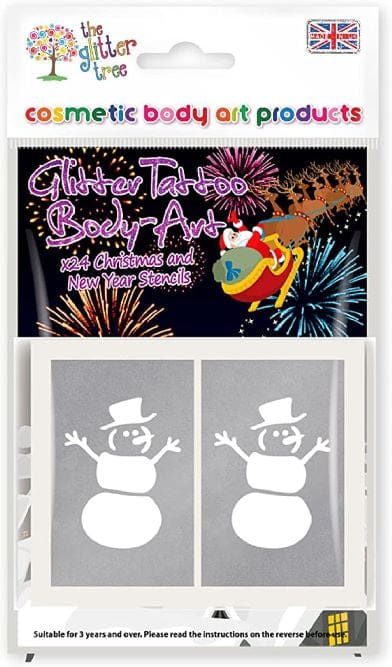 Christmas & New Year themed glitter tattoo stencils.