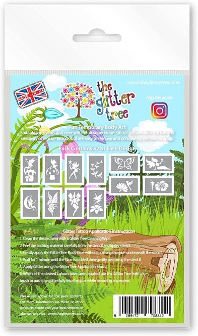 Fairy themed glitter tattoo stencils.