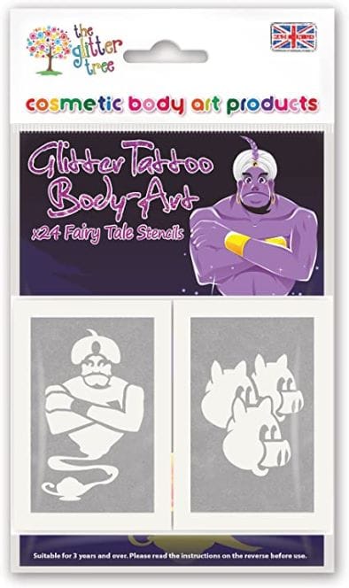 Fairy Tale themed glitter tattoo stencils.