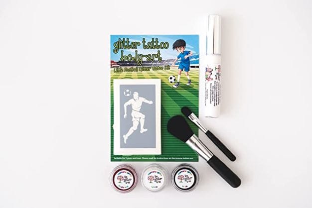 Football themed mini glitter tattoo kit.