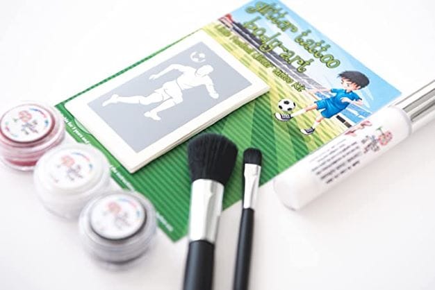 Football themed mini glitter tattoo kit.