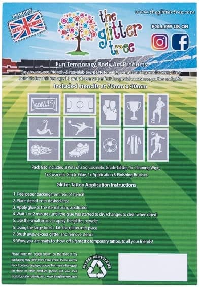 Football themed mini glitter tattoo kit.