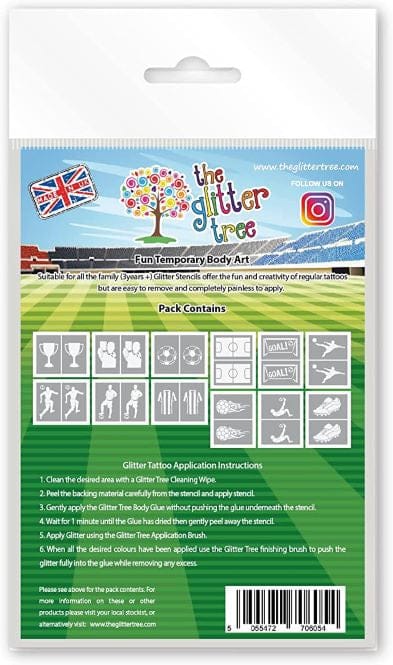 Football themed glitter tattoo stencils.