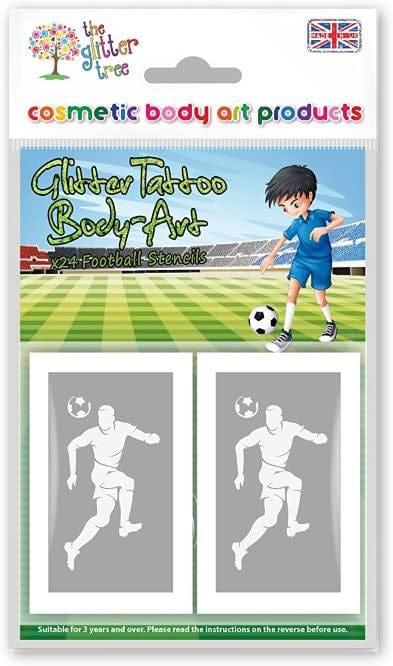 Football themed glitter tattoo stencils.