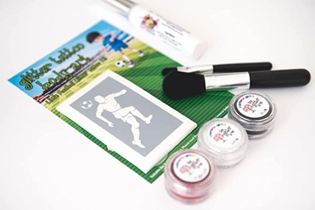 Football themed mini glitter tattoo kit.