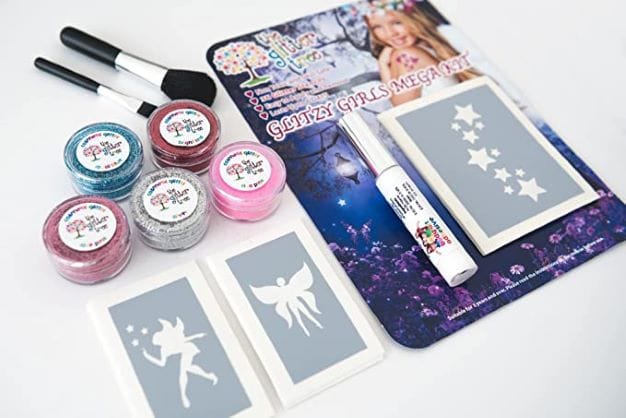Glitzy Girls glitter tattoo kit. Great value 36 stencil mega party pack.