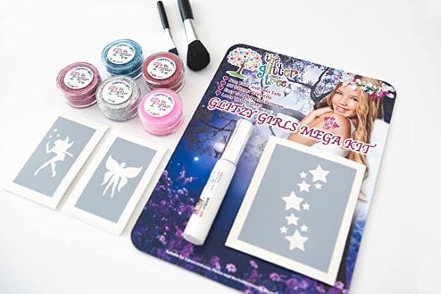 Glitzy Girls glitter tattoo kit. Great value 36 stencil mega party pack.