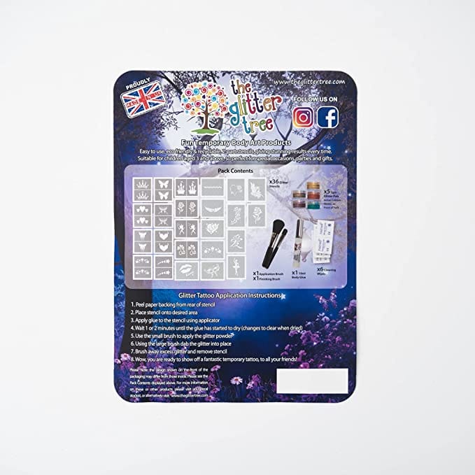 Glitzy Girls glitter tattoo kit. Great value 36 stencil mega party pack.