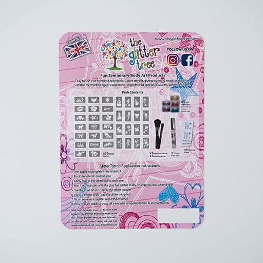 Girls fun mega glitter tattoo kit. Great value 36 stencil mega party pack.