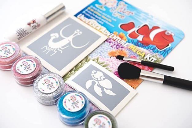 Under the sea glitter tattoo kit - stunning value 36 stencil mega party kit.