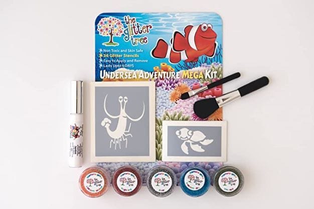 Under the sea glitter tattoo kit - stunning value 36 stencil mega party kit.