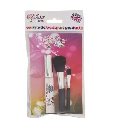 Glitter Tattoo Brush Set with 10mL Body Art Adhesive from The Glitter Tree