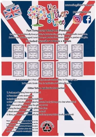 Union Jack Themed Mini Glitter Tattoo Kit