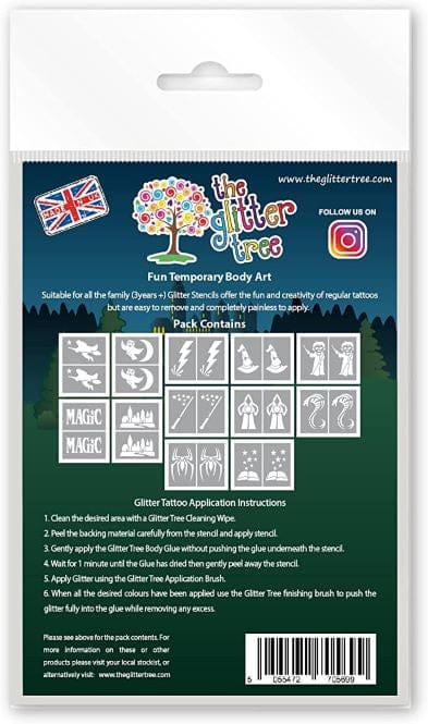 Wizard themed glitter tattoo stencils.