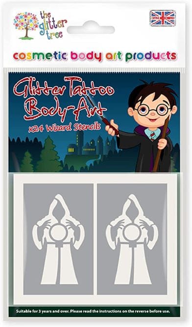 Wizard themed glitter tattoo stencils.