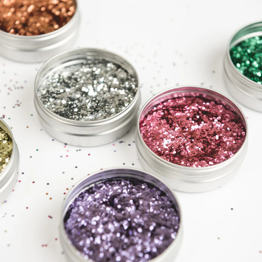 Biodegradable glitter produces a brilliant metallic effect that is indistinguishable from traditional plastic metallic glitter. The Glitter Tree's biodegradable glitter range:  (Sparkle Range)