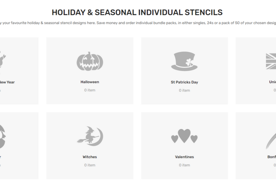 New Events & Holiday individual stencil section has been added today - Update in progress -
