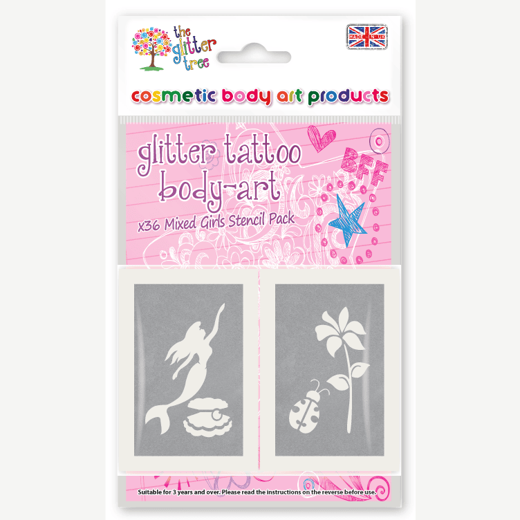 Girls Mega glitter tattoo stencil refill pack by The Glitter Tree