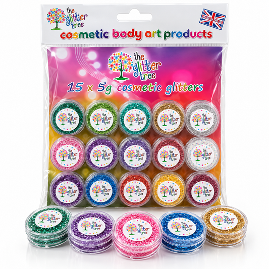 Round Cosmetic Glitter | Multi-Pack – 15 Colours