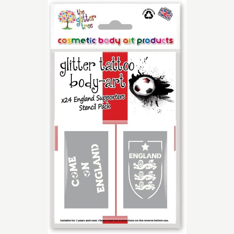 England Football Supporters glitter tattoo stencil pack by The Glitter Tree
