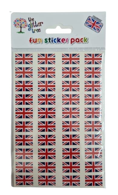 Union Jack flag stickers - Pack of 80 - Size 20mm x 12mm - Gloss Vinyl Material - Waterproof & weather resistant