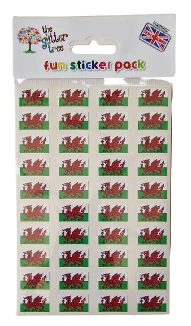 Welsh Dragon Stickers - Pack of 80 - Size 20 x 12mm - Gloss Vinyl Material - Waterproof & Weather Resistant