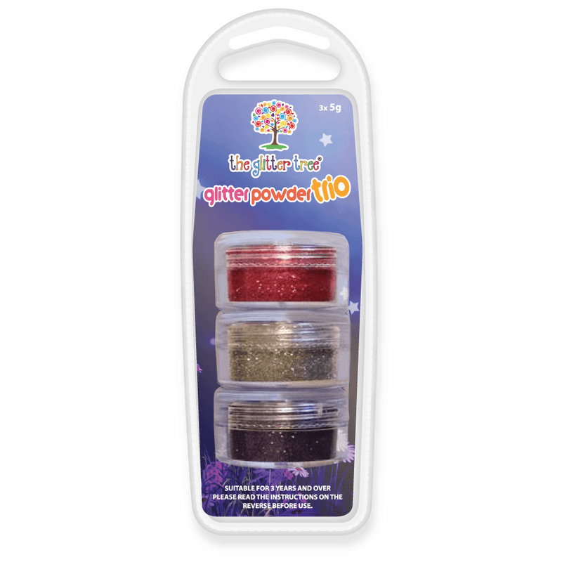 Red - Silver - Purple - 3 x 5g Cosmetic Glitter Trio