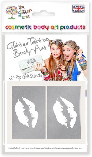 Pop Girl themed glitter tattoo stencils.