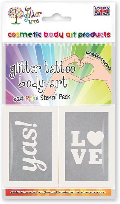 Pride themed glitter tattoo stencils.