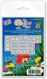 Bugs & Butterflies themed glitter tattoo stencils.