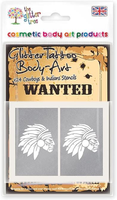 Cowboys and Indians glitter tattoo stencils.