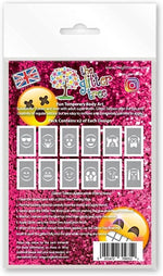 Emoji themed glitter tattoo stencils.