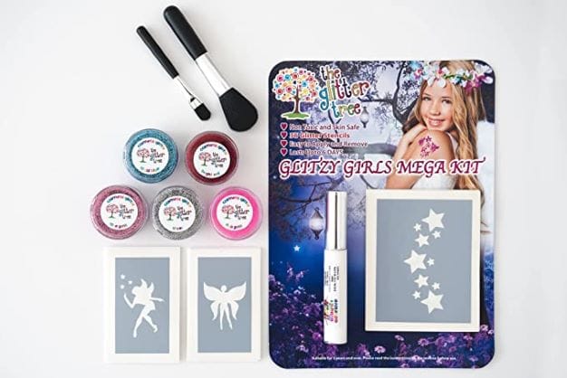 Glitzy Girls glitter tattoo kit. Great value 36 stencil mega party pack.