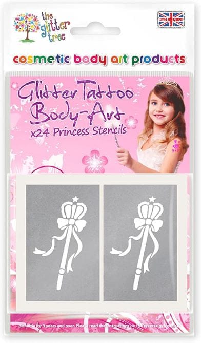 Princess themed glitter tattoo stencils.