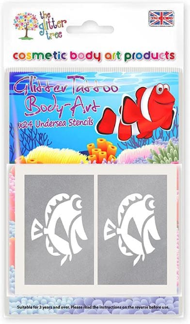 Under The Sea themed glitter tattoo stencils.